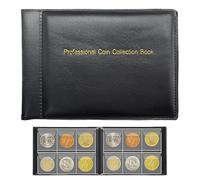 xiluuyou Album pour pièces de Monnaie à 60 Pochettes, Rangements Pièces de Monnaie, 3.5x3.5 cm pour Livres, Pence, Cents, Dollars, Nickel (Noir)