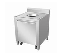 XILYZMO Chariot Débarrassage Restaurant INOX 304, Poubelle Mobile Soudée avec Bac Tri Indépendant Et roulettes Silencieuses Professionnel(60X60X92.5CM)