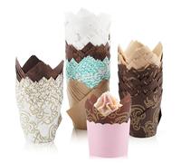 XIMEY Muffin Papier, Caissette Muffins Papier, 300 Pièces Standard, Caissettes Muffins, Renforcées, Caissettes Cupcake, Jetables Moules à Cupcakes pour Cuisson, Fêtes (Tulipes-C)