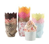XIMEY Muffin Papier, Caissette Muffins Papier, 300 Pièces Standard, Caissettes Muffins, Renforcées, Caissettes Cupcake, Jetables Moules à Cupcakes pour Cuisson, Fêtes (Tulipes-A)