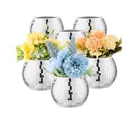 ximie 6 PiCes Vase Boule Disco Pot de Fleurs Boule Disco pour Centres de Table Dcoration Boule Disco Vase Fleurs avec Verre Miroir pour Mariage