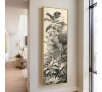 XINBAO Impression de style botanique vintage, peinture de nature aux couleurs neutres, art mural abstrait sur toile haute et étroite, décoration aux tons naturels (35 x 105 cm/sans cadre)