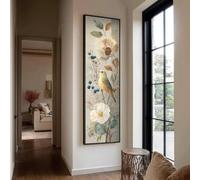 XINBAO Oiseaux verticaux, peintures - Œuvre d'art avec oiseaux hauts - Tableau avec oiseaux hauts et étroits - Toile avec branche - Impression sur toile de grande taille (50 x 150 cm/cadre intérieur)