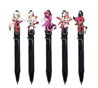 Xinchangda Hazbin Lot de 5 stylos à encre gel rétractables pour hôtel Alastor/Angel Dust/Vaggie 0,5 mm Noir
