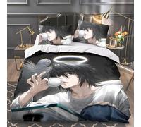 Xinchangda Parure de lit Death Note L en microfibre super douce avec housse de couette et 2 taies d'oreiller