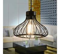Xindaxin Rétro Metal Suspension Noir Cage E27 Suspension Industrielle Lampe Vintage Pendante Lumière Vintage en Métal Eclairage de Plafond Lustre Rétro Plafonnier,Noir