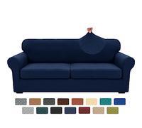 XINEAGE Lot de 3 Housses de canapé pour canapé à 2 Coussins très Grands, Housses de canapé Super Extensibles pour Causeuse à 2 Grandes Places, Housses universelles pour Salon, Bleu Marine, 180,3 à