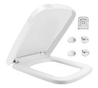 xinfedi Abattant WC carré à fermeture lente avec charnières réglables, facile à nettoyer (blanc)