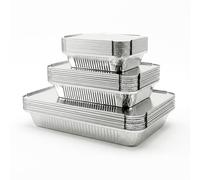Xinfuquan 36 Pièces Barquette Aluminium avec Couvercle, 12 Chacun 1900ml/650ml/410ml, Plat Aluminium Jetable,Bacs de récupération des graisses pour barbecue