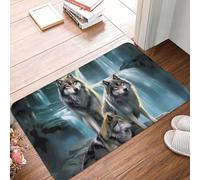 XingFox Tapis de Bienvenue décoratif Wolf Sunrise Waterfall, pour intérieur et extérieur, 40 x 60 cm (16 x 24 Pouces).
