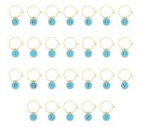 Xinglongs Lot de 130 breloques pour verres à vin avec lettres de l'alphabet anglaises, délicates, utiles et durables, marqueurs pour verres à vin, décorations pour fête à la maison, With 20mm ring