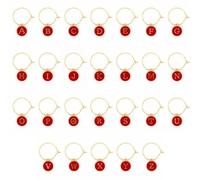Xinglongs Lot de 130 breloques pour verres à vin avec lettres de l'alphabet anglaises, délicates, utiles et durables, marqueurs pour verres à vin, décorations pour fête à la maison, With 25mm ring