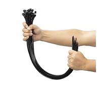 XINGO 100 Pièces Noir Large Attaches de câble, Extra Longue 600mm x 9mm Cde câble Nylon Resistant UV, 80 KGS Heavy Duty Serre-câbles Zip Ties (Lot de 6)