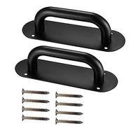 Xingwenhao Poignées de Porte Coulissantes, Lot de 2 Poignées pour Portes de Grange avec Plaques, Poignées de Traction Avec Souche Arrière, Poignées pour Portails, Plaque Pour Poignée de Porte