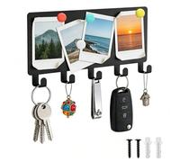 XINML Porte Clef Murale Métal avec 5 Crochets, Accroche Clef Mural Patère Moderne, Crochet Porte Clés Décoratif Multifonction pour Photos et Notes Autocollantes, Organiseur pour Entrée Couloir Bureau