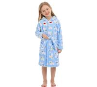 XINNE Filles Garçons à Capuche Peignoir Animal Pyjamas Unisexe Bébé Enfants Robe de Chambre Flanelle Vêtements De Nuit Taille 130 Ours Bleu