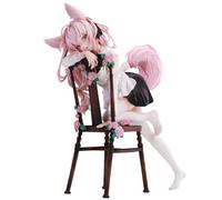 Xinnice Lapin Flova Figurine de manga - Figurine de lapin rose avec chaise - Ornements de bureau - Cadeau de collection - 21 cm