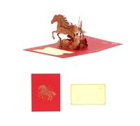 XINNIKESI Carte de vœux 2026 inspirée de la culture traditionnelle chinoise sur le thème des chevaux, finition dorée, cadeau de vacances