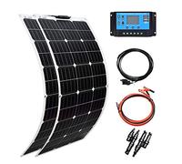 XINPUGUANG 200w Kit Solaire 2pcs 100W Panneau Solaire flexibles Mono PERC Module 20A Contrôleur solaire pour bateau, voiture, caravane, cabanon, charge de batterie 12v (200)