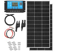 XINPUGUANG Kit Panneau Solaire 240W：2 Panneaux Solaires Monocristallin 120W 12V + Régulateur de charge 30A + câble de 3m + pinces de fixation Z pour camping-car, caravane, maison