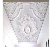 XINRUYI Papier peint mural autocollant 3D pour plafond, motif floral blanc en relief, revêtement mural décoratif pour plafond de salon et de chambre