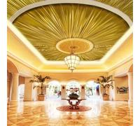 XINRUYI Papier peint mural autocollant 3D pour plafond, motif géométrique abstrait doré en trois dimensions, revêtement mural décoratif pour plafond de salon et de chambre