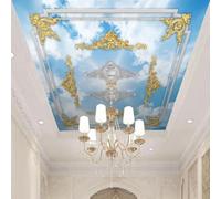 XINRUYI Papier peint mural autocollant 3D pour plafond, représentant un ciel bleu et des nuages blancs, effet plâtre, idéal pour la décoration murale et le plafond du salon et de la chambre.