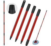 XINSHIKEJI 1 manche de balai rotatif de rechange compatible avec le balai à franges Vileda Spin Turbo, 4 sections de 38,1 cm à 147,3 cm, manche réglable en acier inoxydable pour nettoyage du sol