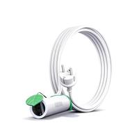 XINWANG Rallonge IP44 H05VV-F 5m, Blanche, 2 Prises Schuko | Câble H05VV-F 3G1,5mm² avec 2 prises Schuko protégées pour usage extérieur temporaire au jardin, en terrasse et bricolage