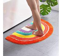 Xinyanmy Tapis De Bain rayé en Couleurs Demi-Rond Microfibres Antidérapant Et Absorbant pour Baignoire,Douche,Salle de Bain,Cuisine,Entrée,Chambre Lavable 50x80cm