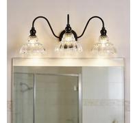 XINYASEE Applique d'intérieur avec abat-jour en verre vintage G9 Applique de salle de bain avec double et triple têtes pour salon chambre à coucher cuisine vanity (noir, or) (Noir-3)