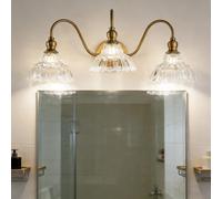 XINYASEE Applique d'intérieur avec abat-jour en verre vintage G9 Applique de salle de bain avec double et triple têtes pour salon chambre à coucher cuisine vanity (noir, or) (Or-3)