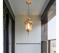 XINYASEE lampe suspendue vintage,Lustre Suspension en Aluminium Corps en Verre,Lampe à suspension extérieure de style européen pour Balcon Couloir Cour Jardin E27 (doré)