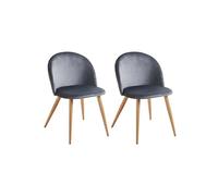 Xinyvee Silla de Comedor Pack de 2 Terciopelo Gris Diseño Escandinavo | Patas de metal con efecto roble claro y respaldo con costuras en rombos para una silueta ligera con acabado cálido