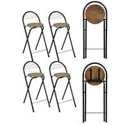Xinyvee Tabouret Bar Exterieur Pliant, Lot de 4 Tabourets de Bar Pliants Effet Bois sans Montage 61cm, Tabouret Haut Exterieur Bistro