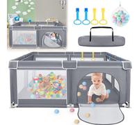 XINZI Baby parc parc de bébé barrière de sécurité 150x180 cm parc à balles bébé playpen centre d'activité barrière de sécurité, gris foncé