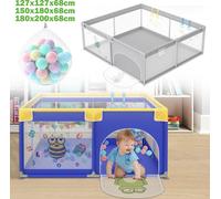 XINZI Baby parc parc de bébé barrière de sécurité 150x180 cm parc à balles bébé playpen centre d'activité barrière de sécurité, bleu avec motifs d'animaux