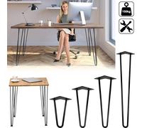 XINZI Lot de 4 pieds de table Hairpin 20cm - 2 barres en métal, avec protections de sol & vis, pieds de meuble DIY pour bureau/table de nuit/table basse