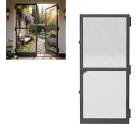 XINZI Moustiquaire pour porte Moustiquaire pour fenêtre Aluminium avec cadre, tissu en fibre de verre Insect Stop pour balcon/salon, 120 x 240 cm Noir
