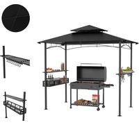 XINZI Pavillon barbecue Pavillon barbecue en acier Pavillon barbecue stable Imperméable Résistant à l'hiver avec toit double couche, 244 x 153 x 250 cm Noir