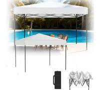 XINZI Pavillon pop-up 3 x 3 m Pavillon pliable, imperméable et protection UV, montage rapide à l'aide d'un seul bouton, réglable en hauteur sur 3 niveaux, blanc (sans parois latérales)