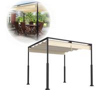XINZI Pergola autoportante 3×4 m avec toit coulissant, acier thermolaqué, résistante aux UV et à l'eau, pavillon de jardin résistant aux intempéries, beige