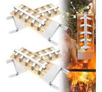 XINZI Planches à fumer, 4X Planches à fumer en bois de cèdre, avec 5 niveaux de réglage, support stable en acier inoxydable, saumon jusqu'à 2,5kg, pour les bols à feu (set de 4)