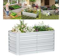 XINZI Potager surélevé en acier galvanisé, résistant à la rouille et aux intempéries, bac à plantes pour jardin et balcon, 180 x 90 x 58 cm, rectangulaire, argent