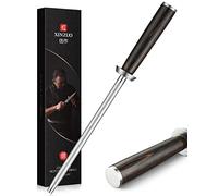 XINZUO 36,2cm Fusil à Aiguiser Acier Diamant -Poignée en Bois de Pakka | Professionnel Revêtement Diamanté Barre d'affûtage Acier à Haute Teneur en Carbone, Pour Aiguiser Divers Couteaux de Cuisine