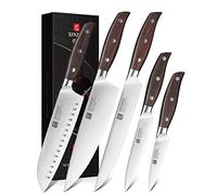 XINZUO 5 Pièces Set Couteaux de Cuisine Acier Inoxydable 1.4116 Allemand | Professionnel Acier Inoxydable Allemand Lot de Couteau de Chef Santoku Trancher Universel Fruits -Poignée en Red Sandalwood