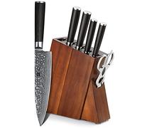 XINZUO Kute B1 Set de couteaux de cuisine en acier damassé avec bloc