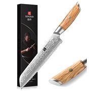 XINZUO Acier Damas Couteau à Pain 21.2cm, 73 Couches en Acier de Damas Couteaux de Cuisine, Professionnel Tranchants Damas Couteau de Chef -Poignée Ergonomique en Bois d'Olivier -Série Lan