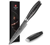XINZUO Couteau Tout Usage 12.6cm, 67 Couches Acier Damas Professionnel Couteau Universel Multifonctions Couteaux de Cuisine Couteau de Chef avec Poignée en Bois de Pakka - Ya Série