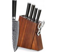 XINZUO Kute B1 Set de couteaux de cuisine en acier damassé avec bloc